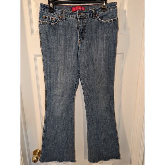 Glo Jeans Womens Size 11 Long 32x27 Bootcut Mid Rise Blue Embroidered Stretch - Picture 1 of 12